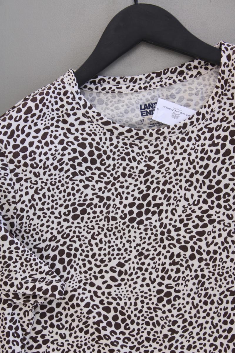 Lands' End Printshirt Gr. M mit Tierdruck Kurzarm braun aus Baumwolle