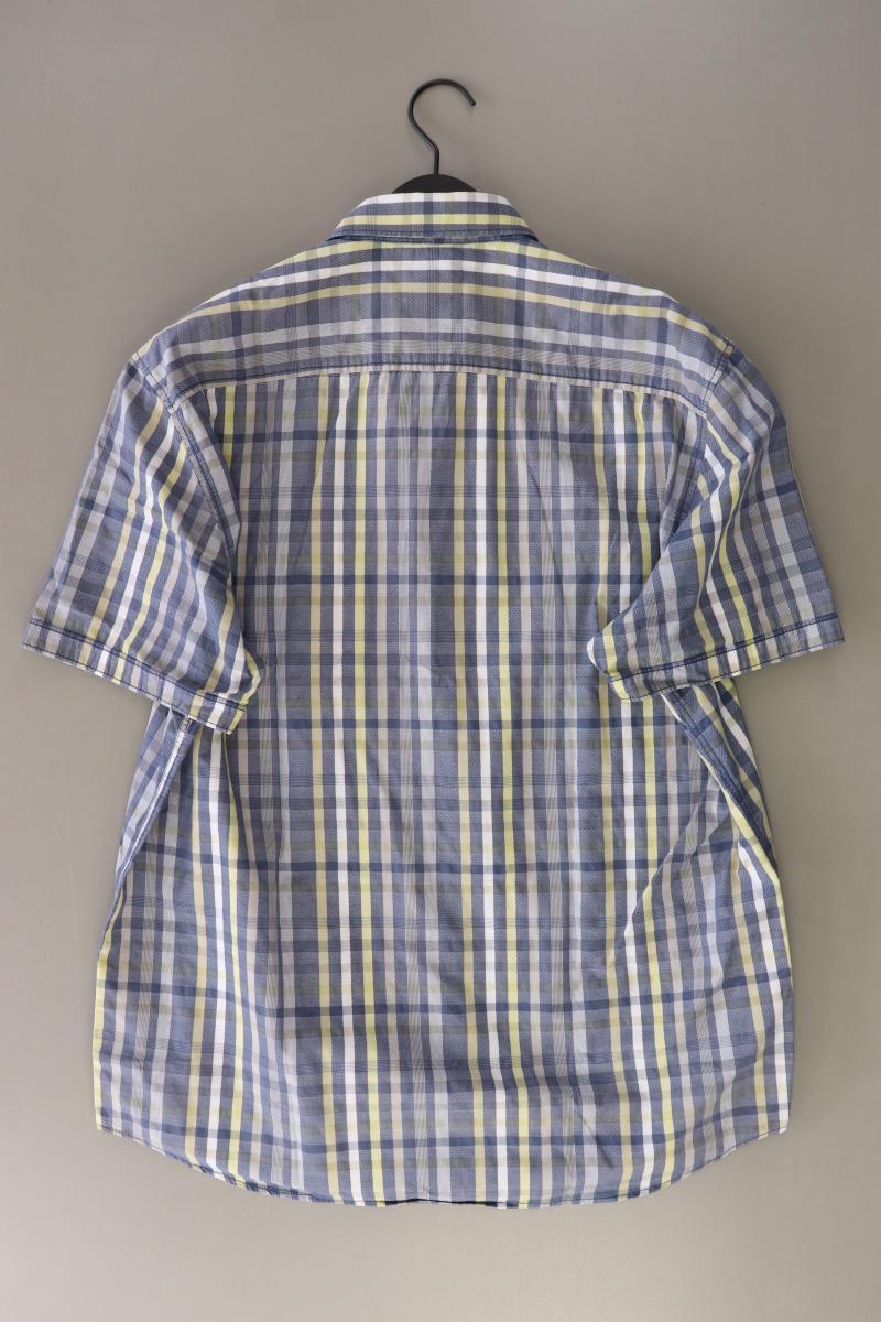 Lerros Karohemd für Herren Gr. XL kariert Kurzarm blau aus Baumwolle