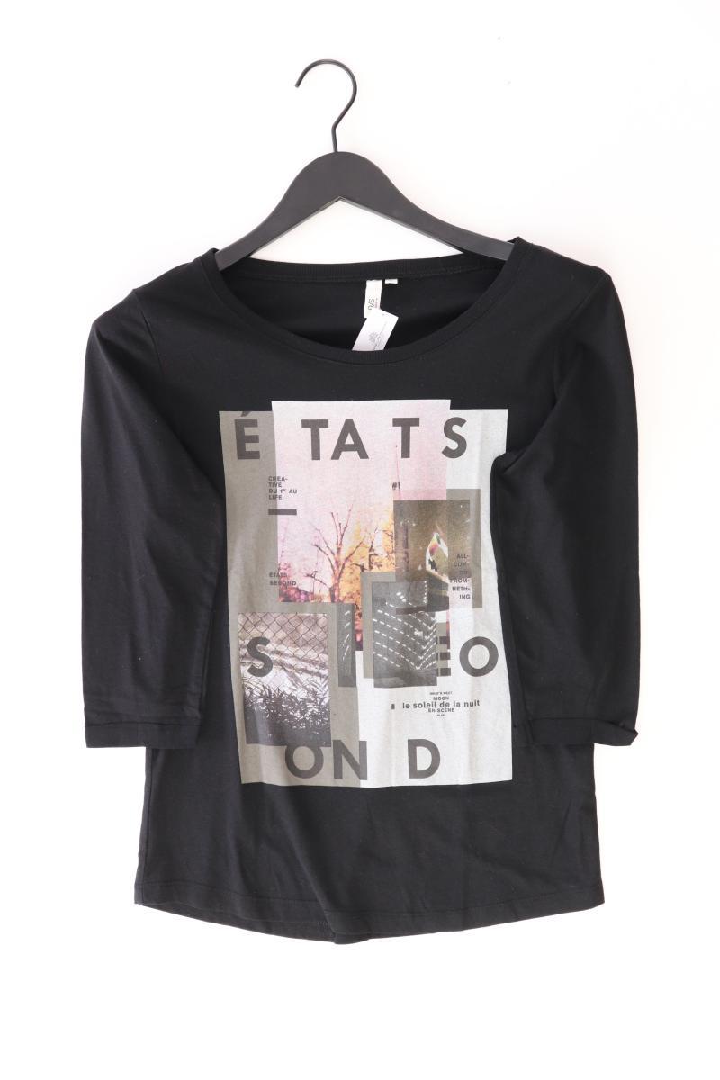 QS by s.Oliver Printshirt Gr. S 3/4 Ärmel schwarz aus Baumwolle