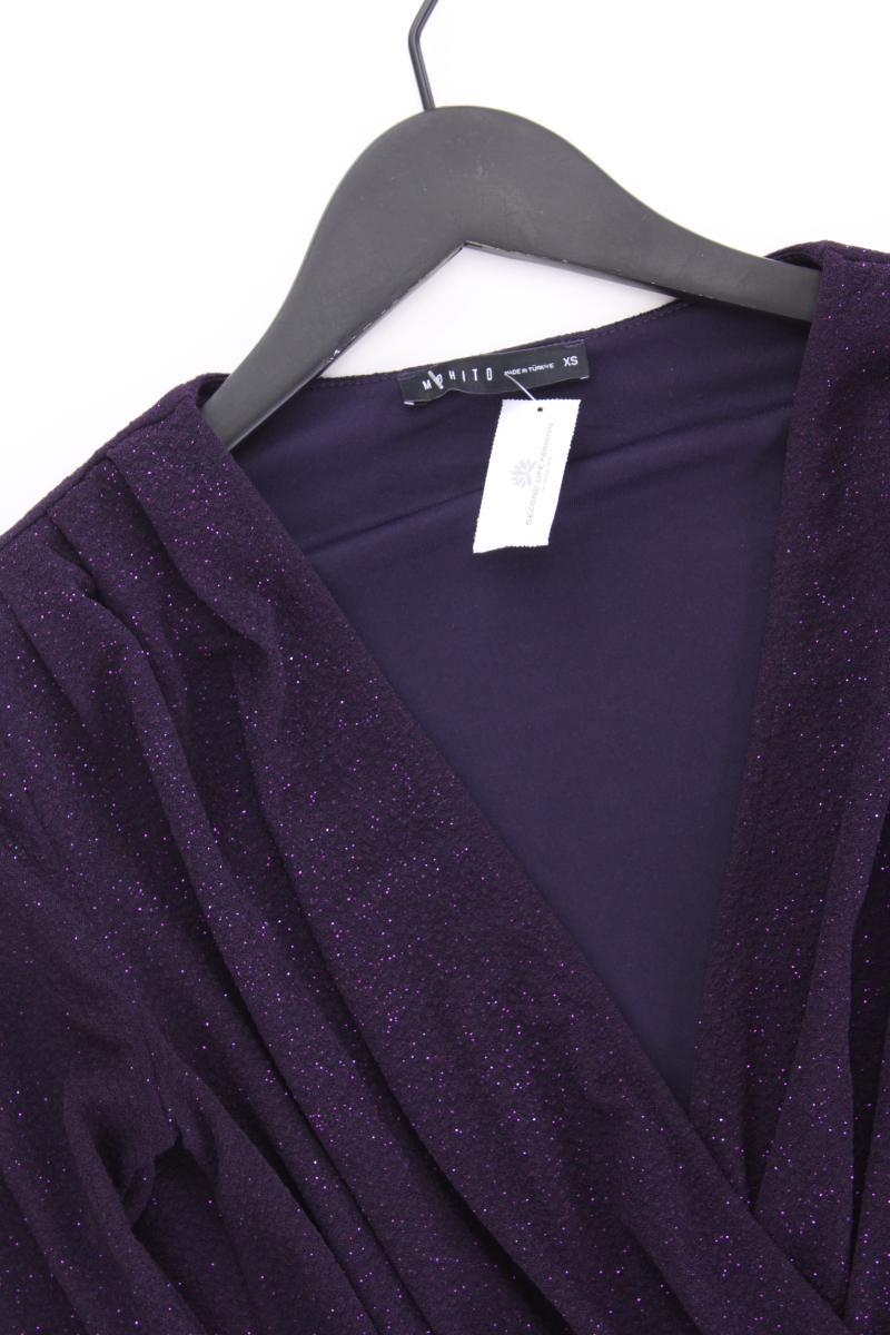 Mohito Langarmkleid Gr. XS mit Glitzer lila aus Polyester