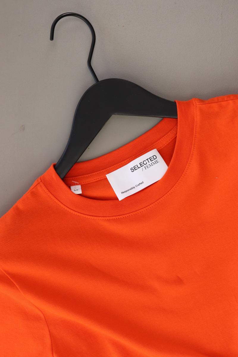 Selected Femme T-Shirt Gr. S neuwertig Kurzarm orange aus Baumwolle