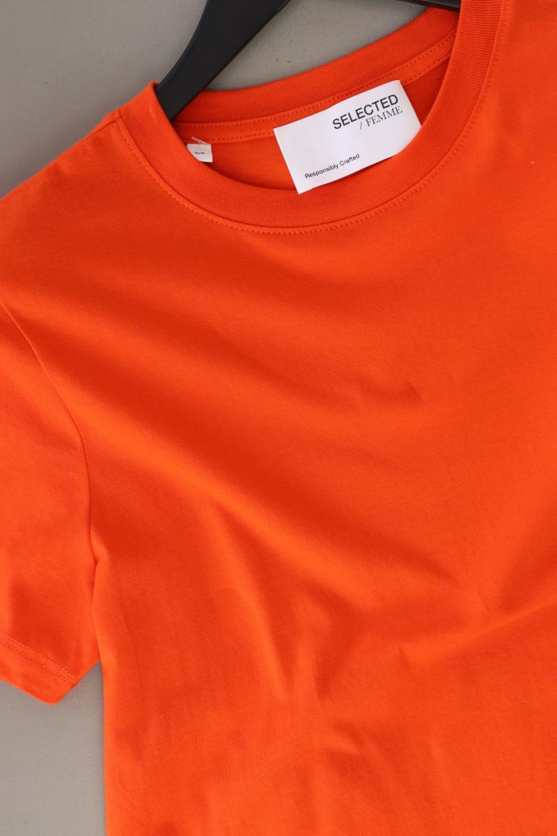 Selected Femme T-Shirt Gr. S neuwertig Kurzarm orange aus Baumwolle