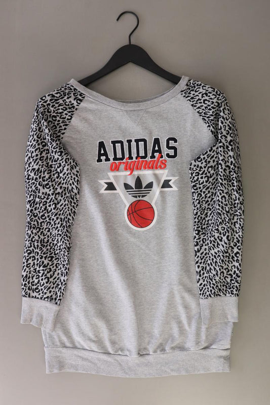 Adidas Langarmpullover Gr. 38 mit Tierdruck grau aus Baumwolle