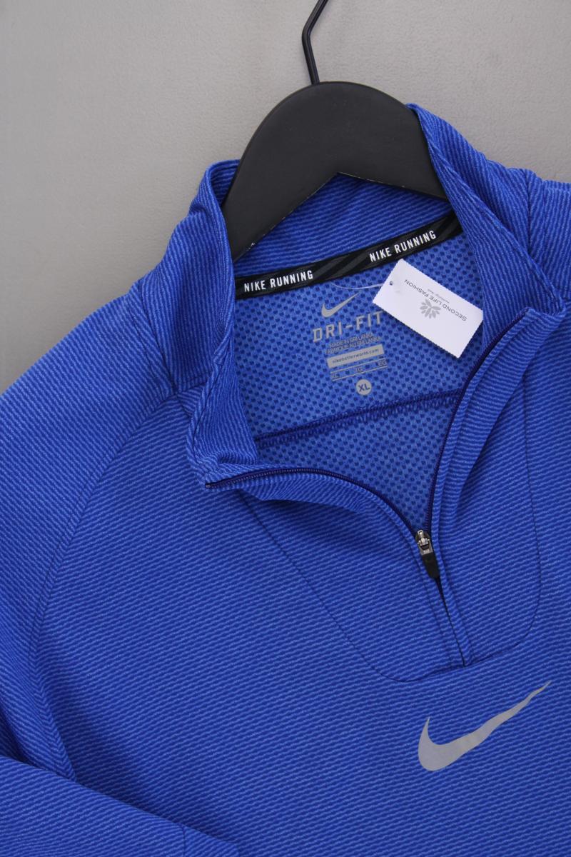 Nike Sportshirt für Herren Gr. XL neuwertig Langarm blau aus Polyester