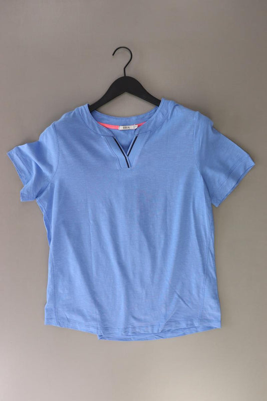 Cecil Shirt mit V-Ausschnitt Gr. M Kurzarm blau aus Baumwolle