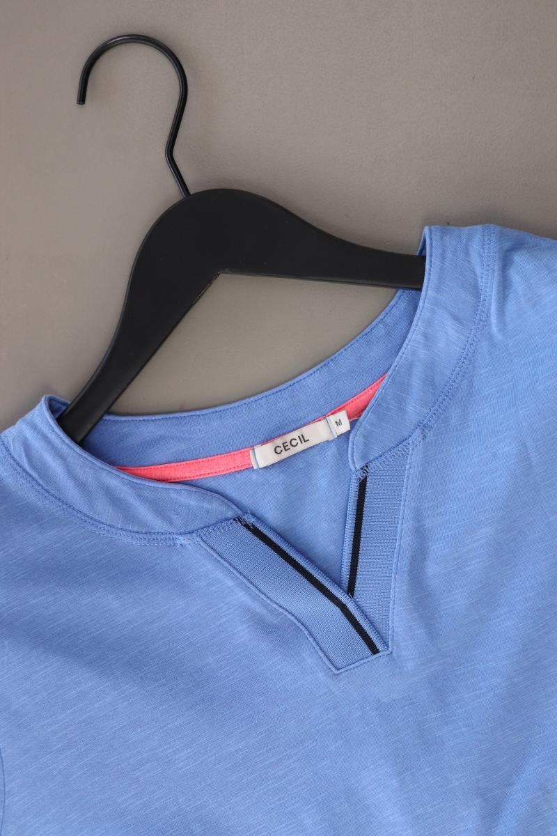 Cecil Shirt mit V-Ausschnitt Gr. M Kurzarm blau aus Baumwolle