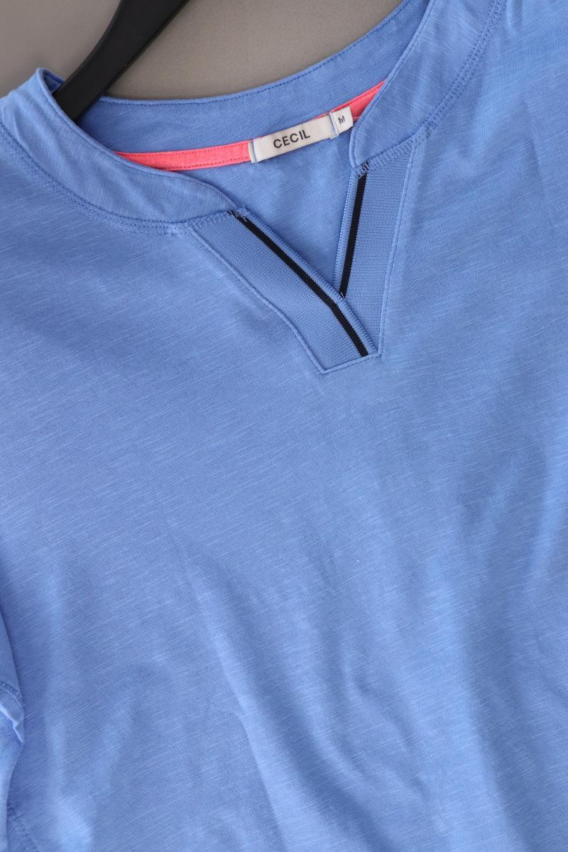 Cecil Shirt mit V-Ausschnitt Gr. M Kurzarm blau aus Baumwolle