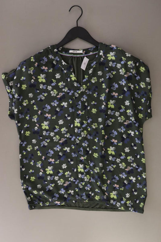 Cecil Shirt mit V-Ausschnitt Gr. M mit Blumenmuster Kurzarm olivgrün aus Viskose