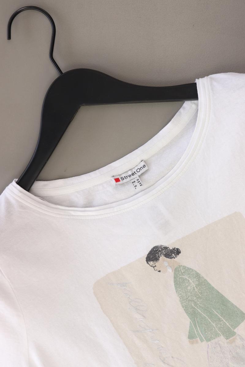 Street One Printshirt Gr. 40 Kurzarm weiß aus Baumwolle
