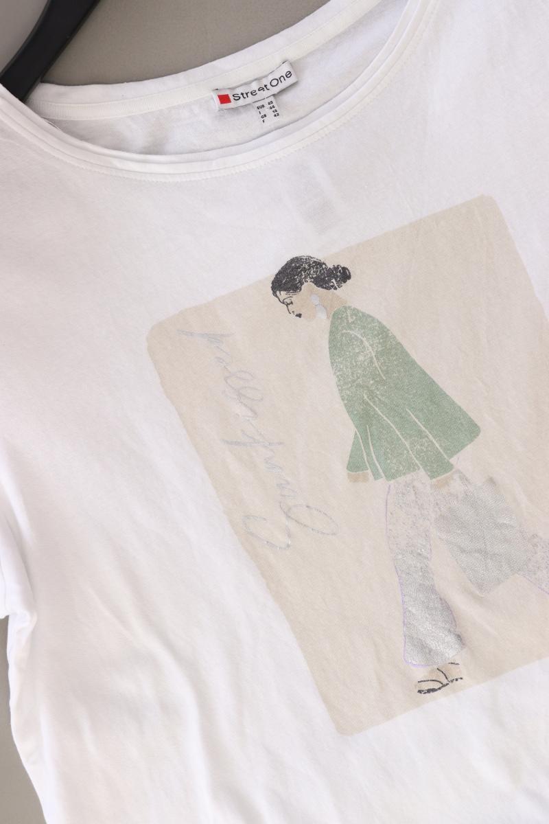 Street One Printshirt Gr. 40 Kurzarm weiß aus Baumwolle
