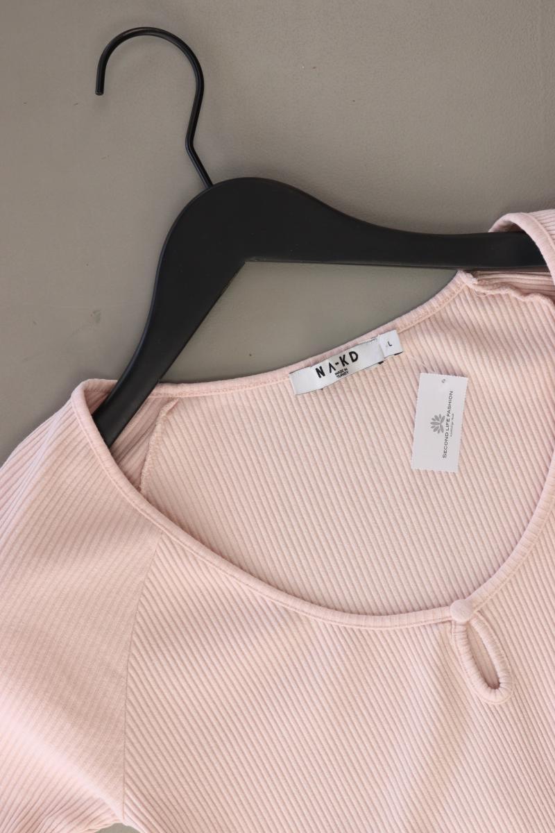NA-KD Cropped Shirt Gr. L Kurzarm rosa aus Baumwolle