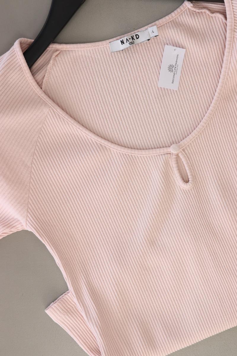 NA-KD Cropped Shirt Gr. L Kurzarm rosa aus Baumwolle