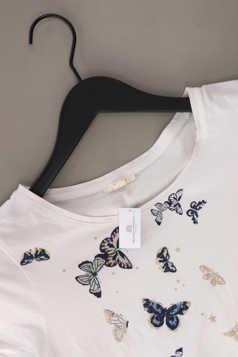 Esprit Printshirt Gr. M Kurzarm weiß aus Baumwolle