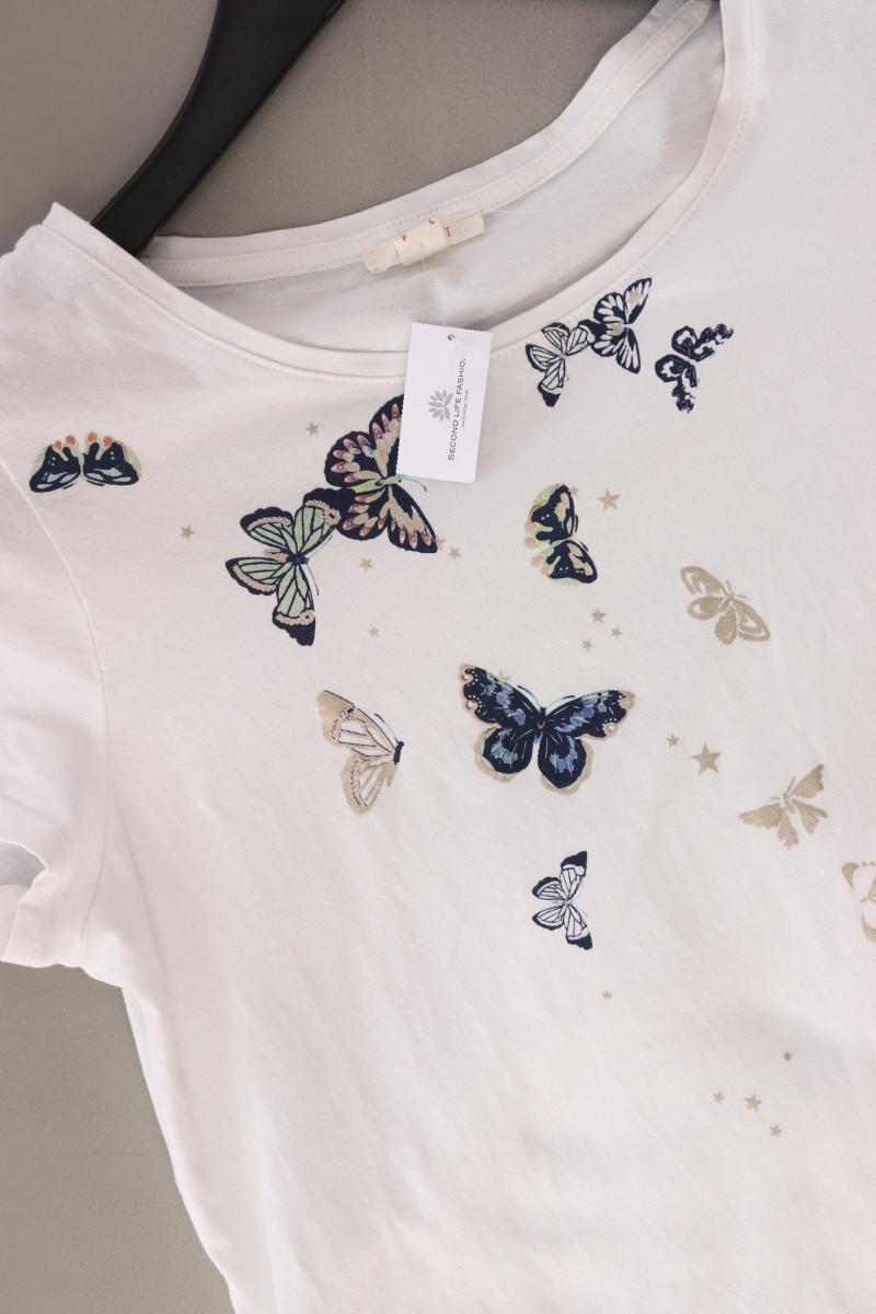 Esprit Printshirt Gr. M Kurzarm weiß aus Baumwolle