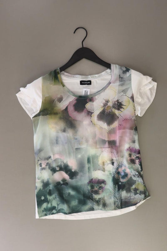 Taifun Printshirt Gr. S mit Blumenmuster Kurzarm weiß
