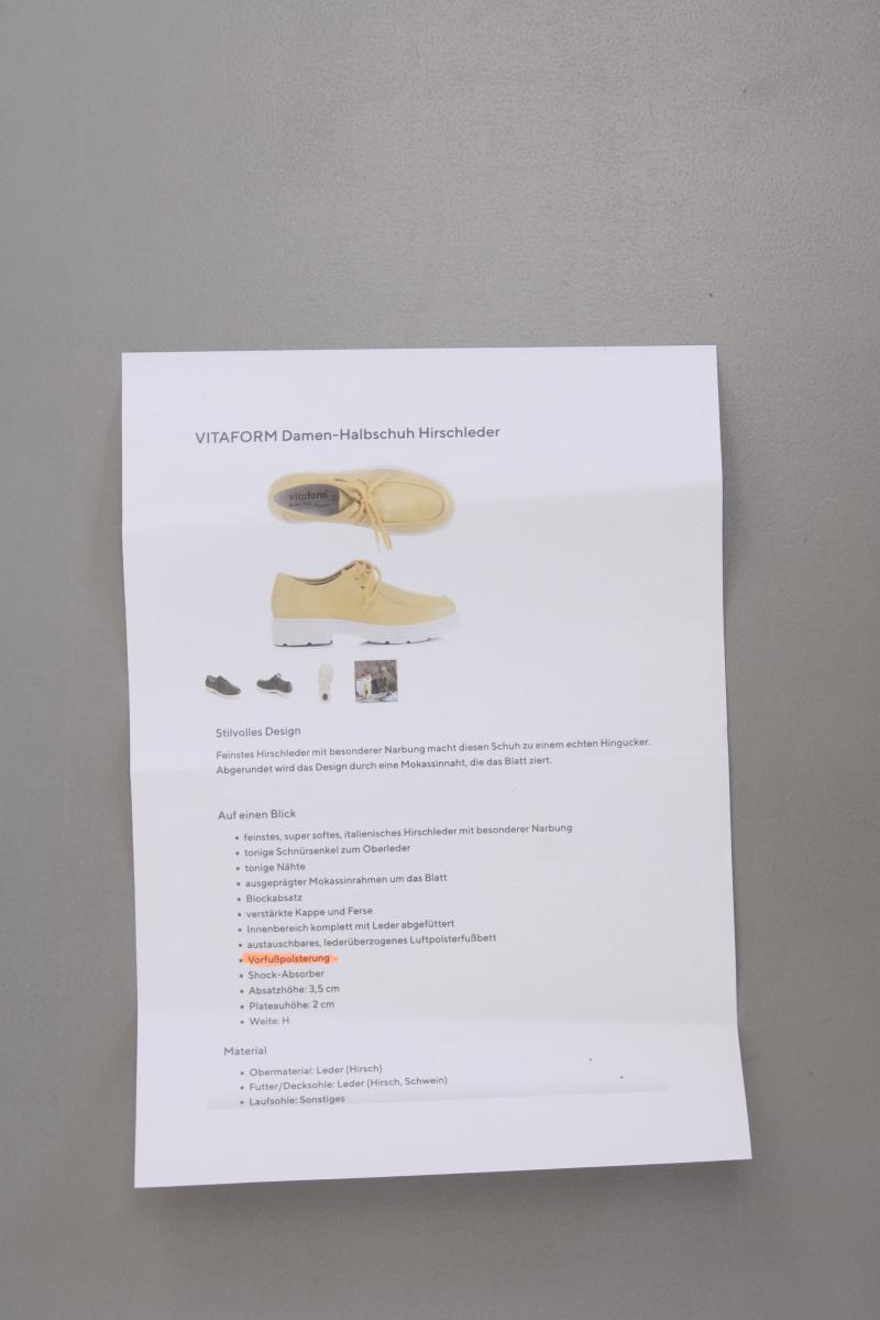 Vitaform Halbschuh Hirschleder Gr. 37 neuwertig gelb