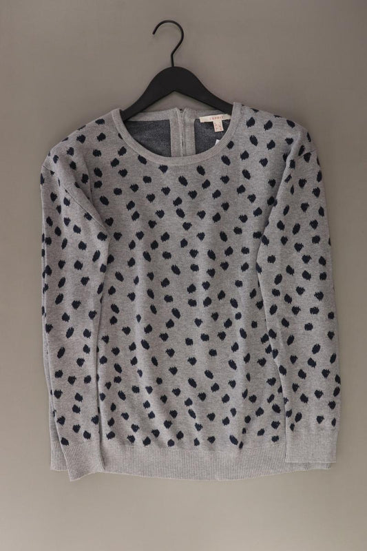 Esprit Feinstrickpullover Gr. L mit Tierdruck grau aus Baumwolle