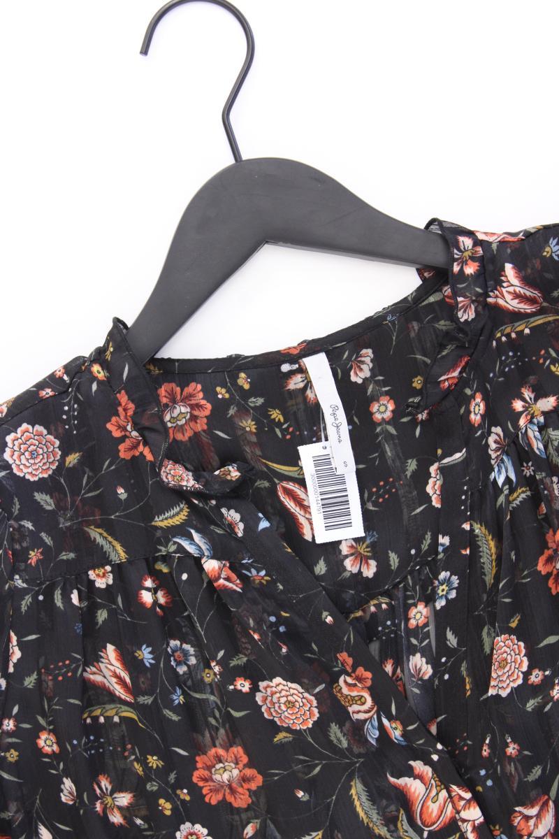 Pepe Jeans Langarmbluse Gr. S mit Blumenmuster neuwertig schwarz aus Polyester
