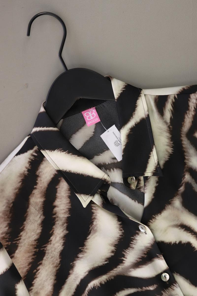 Basler Kurzarmbluse Gr. 42 mit Tierdruck schwarz aus Polyester