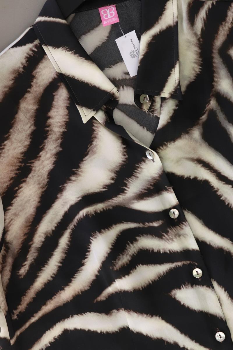 Basler Kurzarmbluse Gr. 42 mit Tierdruck schwarz aus Polyester