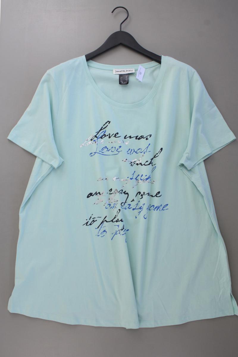Janet & Joyce Printshirt Gr. 56 neuwertig Kurzarm blau aus Baumwolle