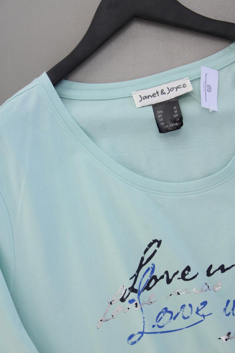 Janet & Joyce Printshirt Gr. 56 neuwertig Kurzarm blau aus Baumwolle