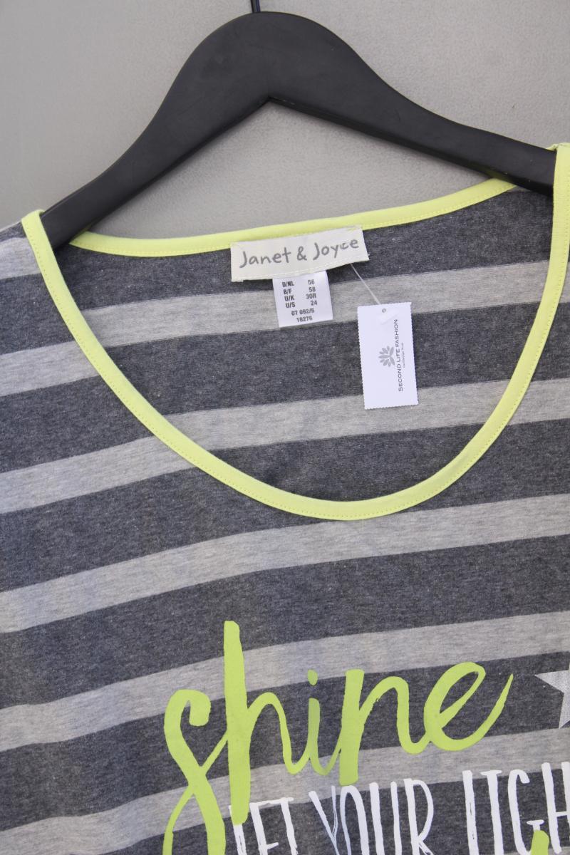 Janet & Joyce Ringelshirt Gr. 56 gestreift Kurzarm grau aus Baumwolle