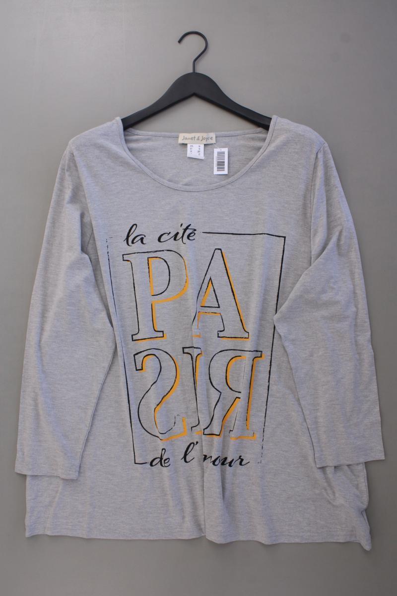 Janet & Joyce Printshirt Gr. 54 neuwertig Langarm grau aus Viskose