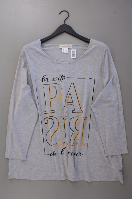 Janet & Joyce Printshirt Gr. 54 neuwertig Langarm grau aus Viskose