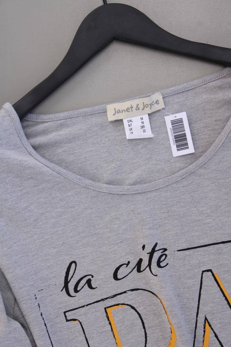 Janet & Joyce Printshirt Gr. 54 neuwertig Langarm grau aus Viskose