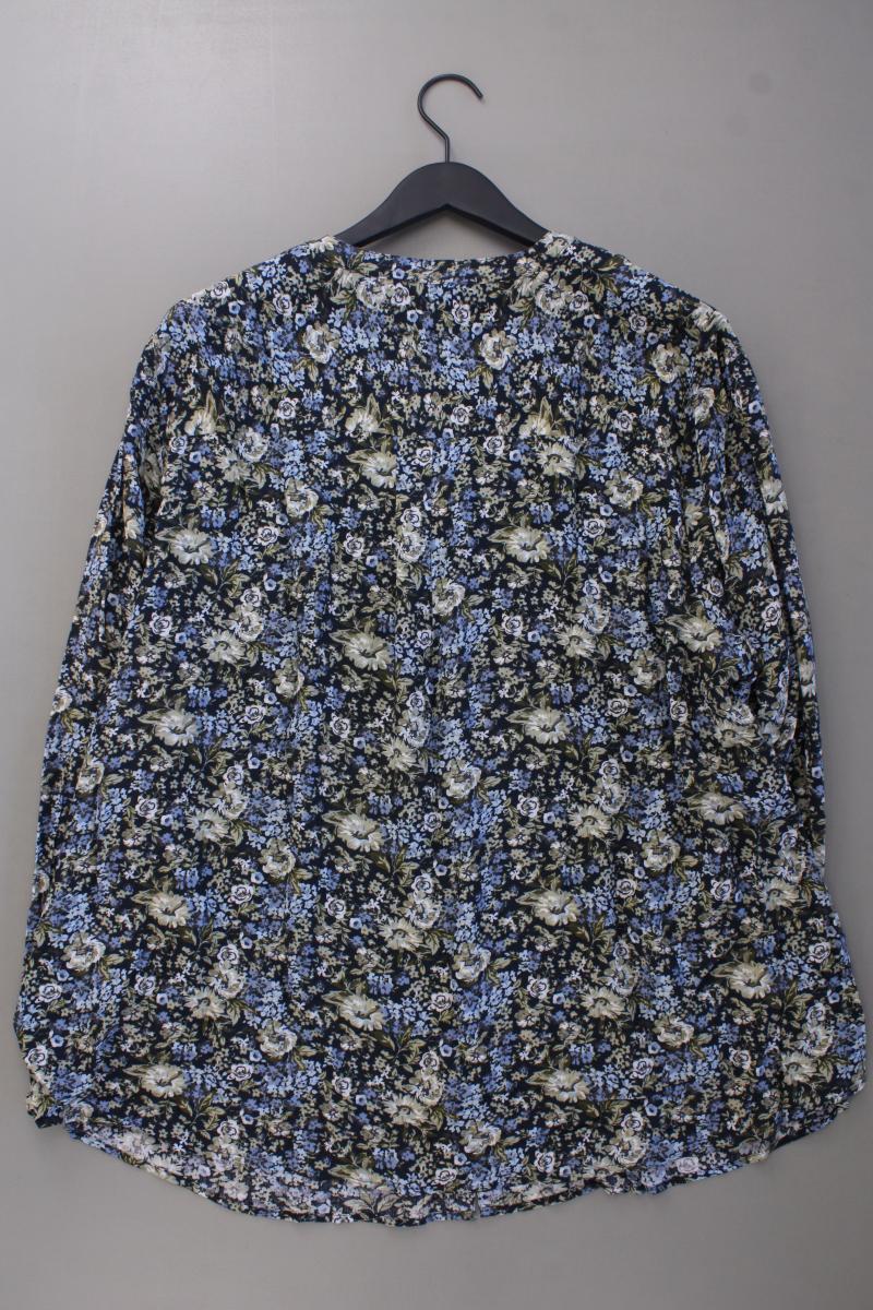 Janet & Joyce Langarmbluse Gr. 52 mit Blumenmuster neuwertig blau aus Viskose