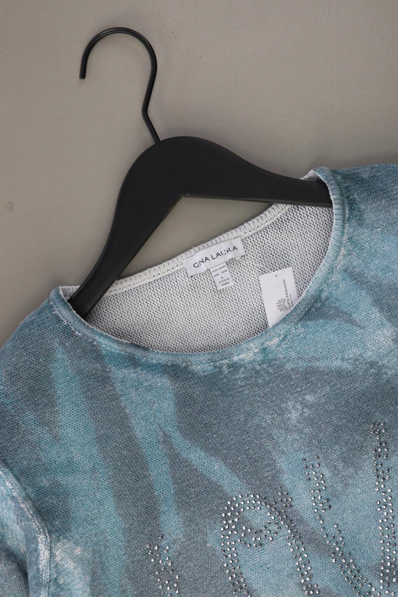 Gina Laura Feinstrickpullover Gr. L blau aus Baumwolle
