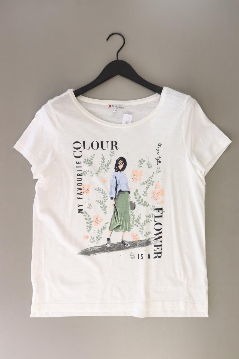 Street One Printshirt Gr. 40 Kurzarm weiß aus Baumwolle