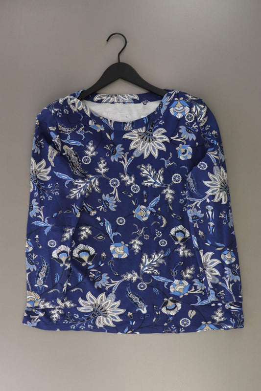 Steilmann Longsleeve-Shirt Gr. XL mit Blumenmuster Langarm blau aus Baumwolle