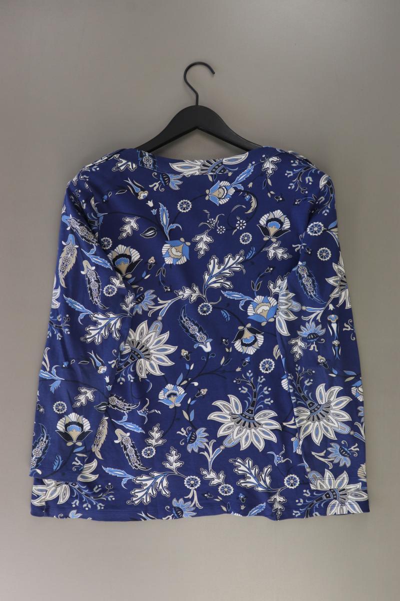 Steilmann Longsleeve-Shirt Gr. XL mit Blumenmuster Langarm blau aus Baumwolle