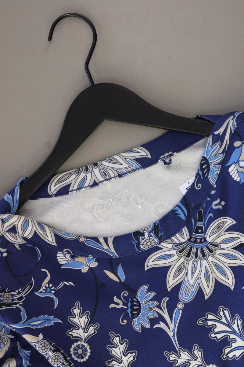 Steilmann Longsleeve-Shirt Gr. XL mit Blumenmuster Langarm blau aus Baumwolle