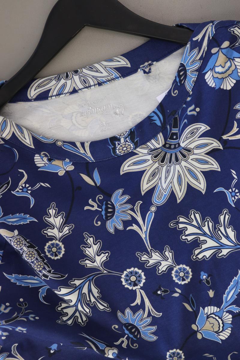Steilmann Longsleeve-Shirt Gr. XL mit Blumenmuster Langarm blau aus Baumwolle