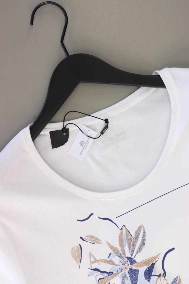 olsen Printshirt Gr. 48 neu mit Etikett Kurzarm weiß aus Baumwolle