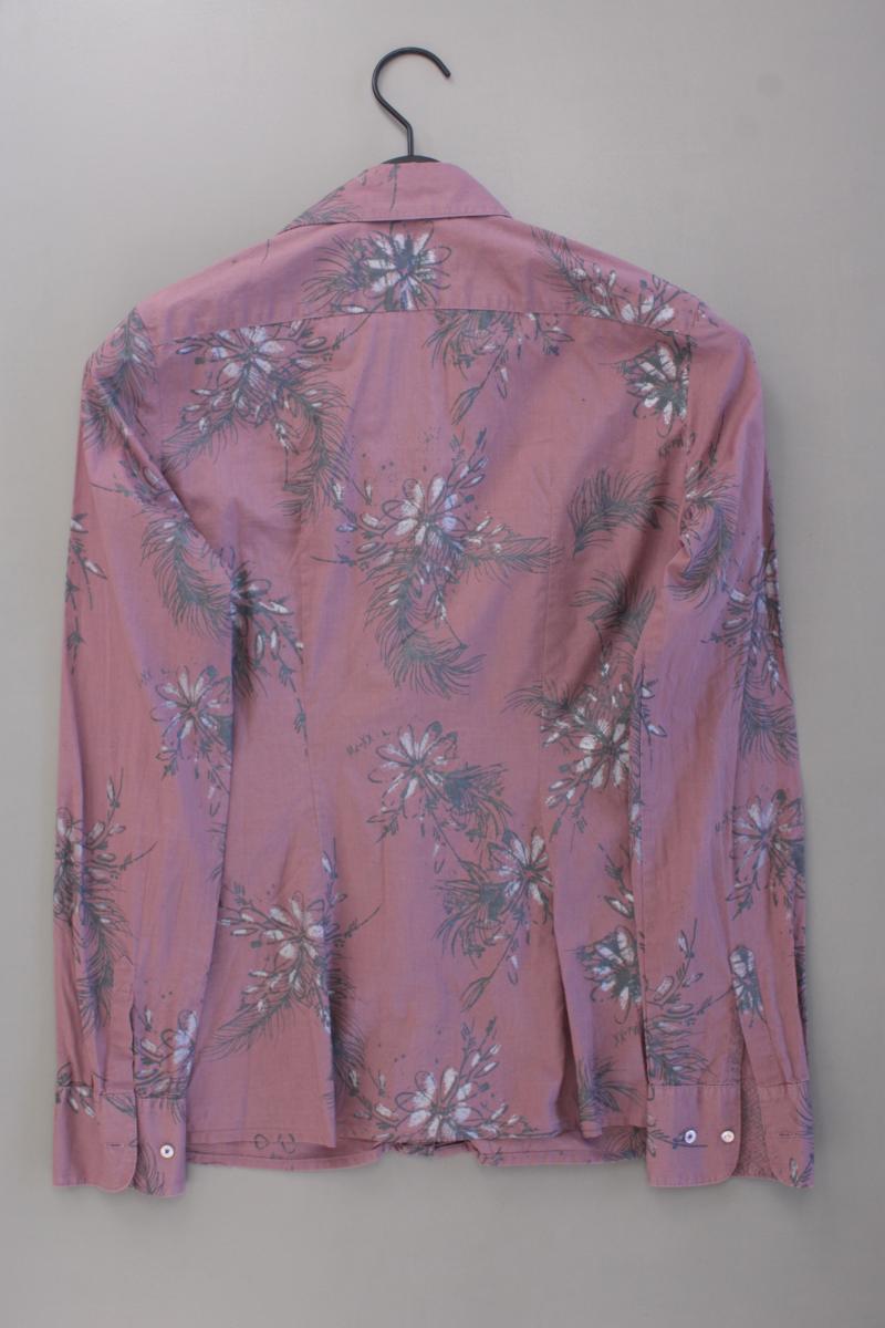 Mexx Rüschenbluse Gr. 34 mit Blumenmuster Langarm rosa aus Baumwolle