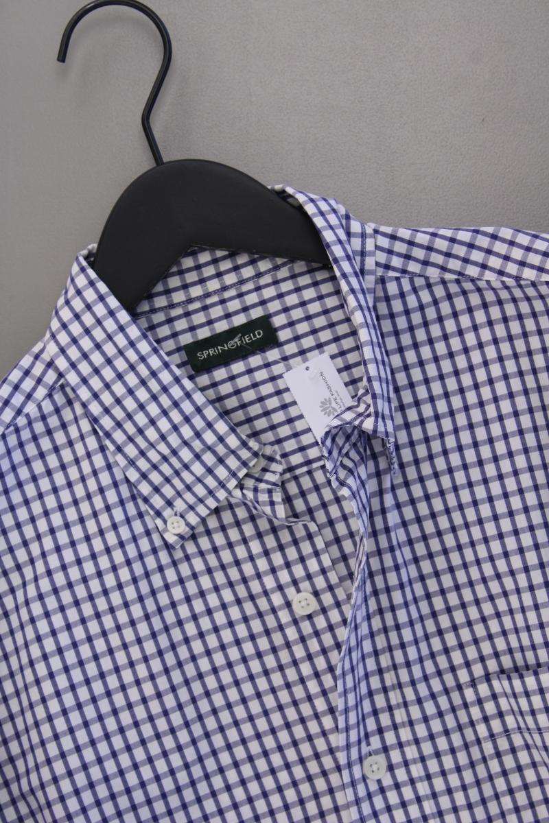 Springfield Langarmhemd für Herren Gr. L geometrisches Muster blau aus Baumwolle