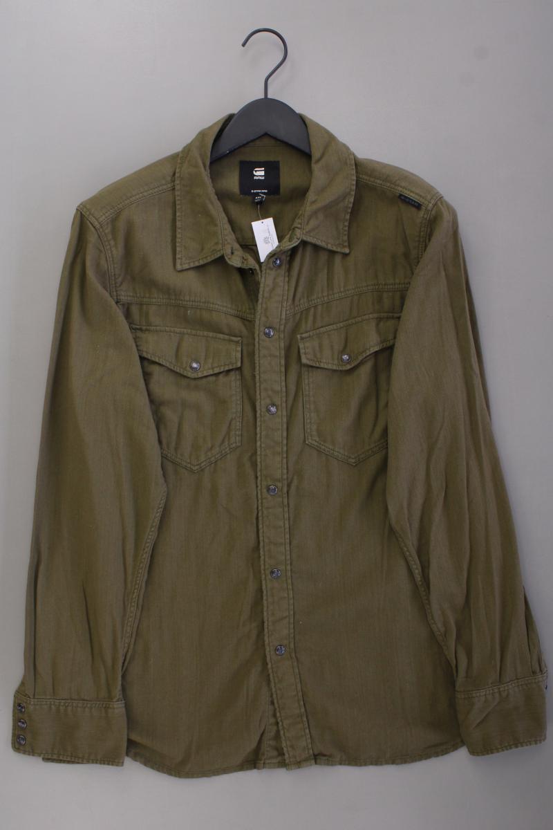 G-Star RAW Langarmhemd für Herren Gr. XXL olivgrün aus Baumwolle