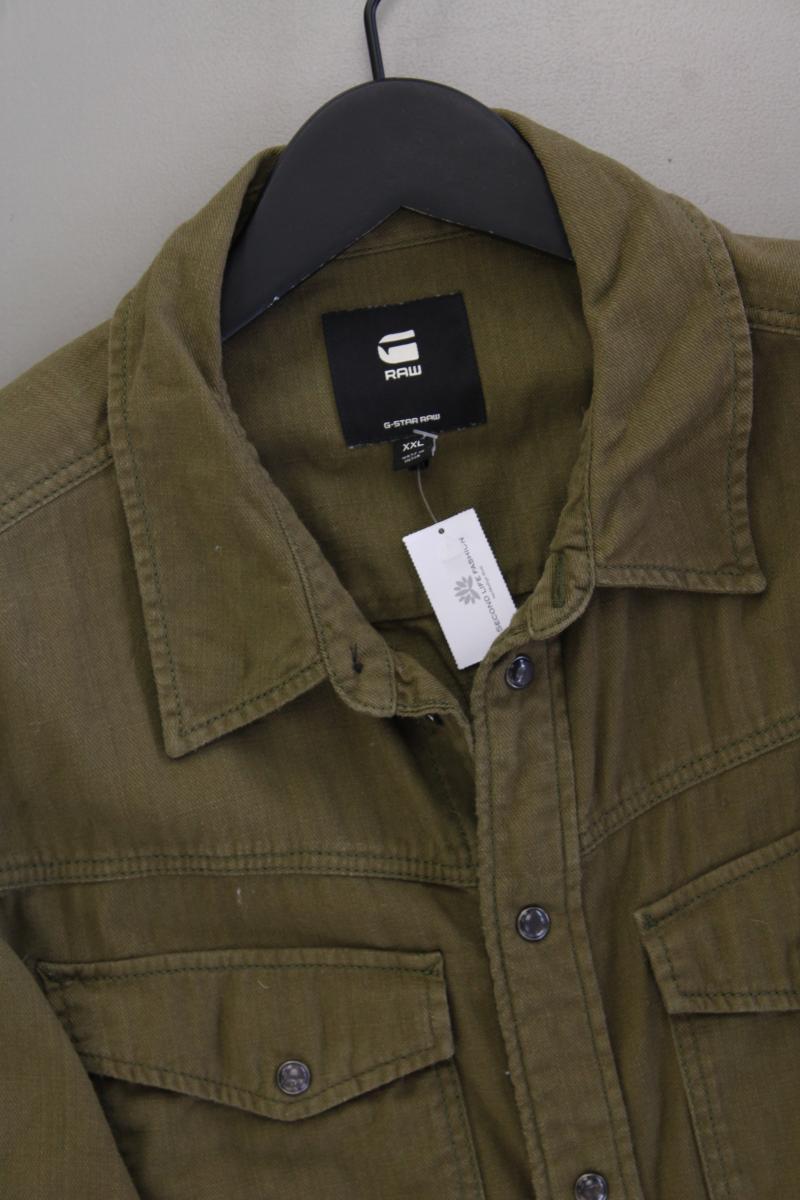 G-Star RAW Langarmhemd für Herren Gr. XXL olivgrün aus Baumwolle