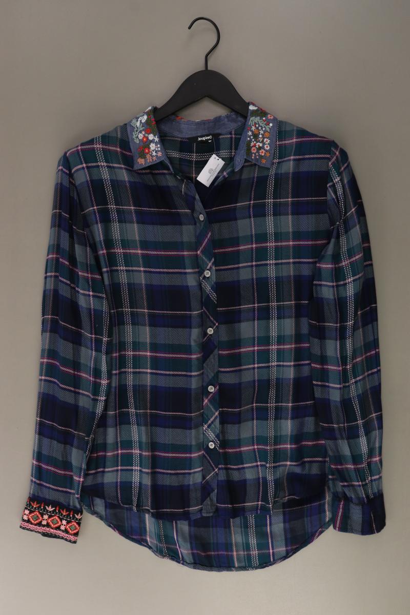 Desigual Karobluse Gr. XL kariert Langarm blau aus Baumwolle