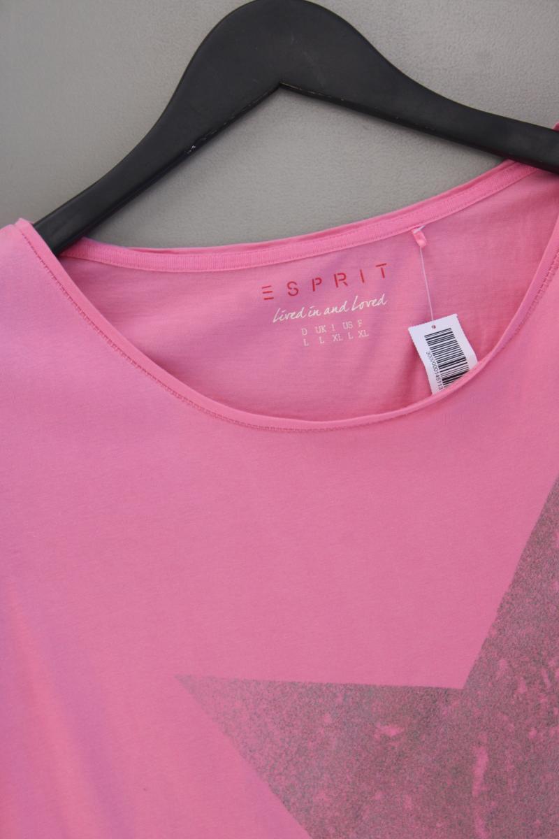 Esprit T-Shirt mit Sternendruck Gr. L Kurzarm rosa aus Baumwolle