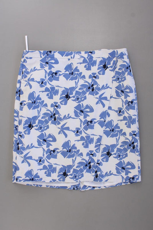 More&More Bleistiftrock Gr. 38 mit Blumenmuster blau aus Baumwolle