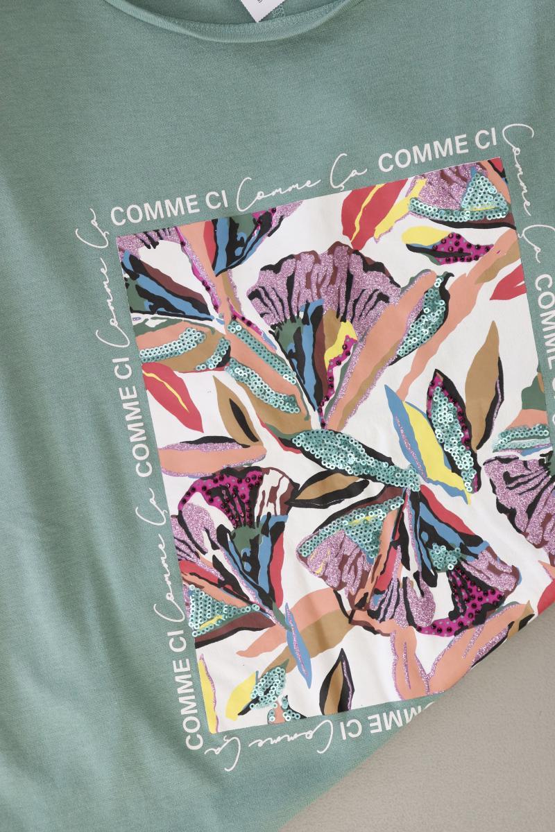 Street One Printshirt Gr. 38 Kurzarm grün aus Baumwolle