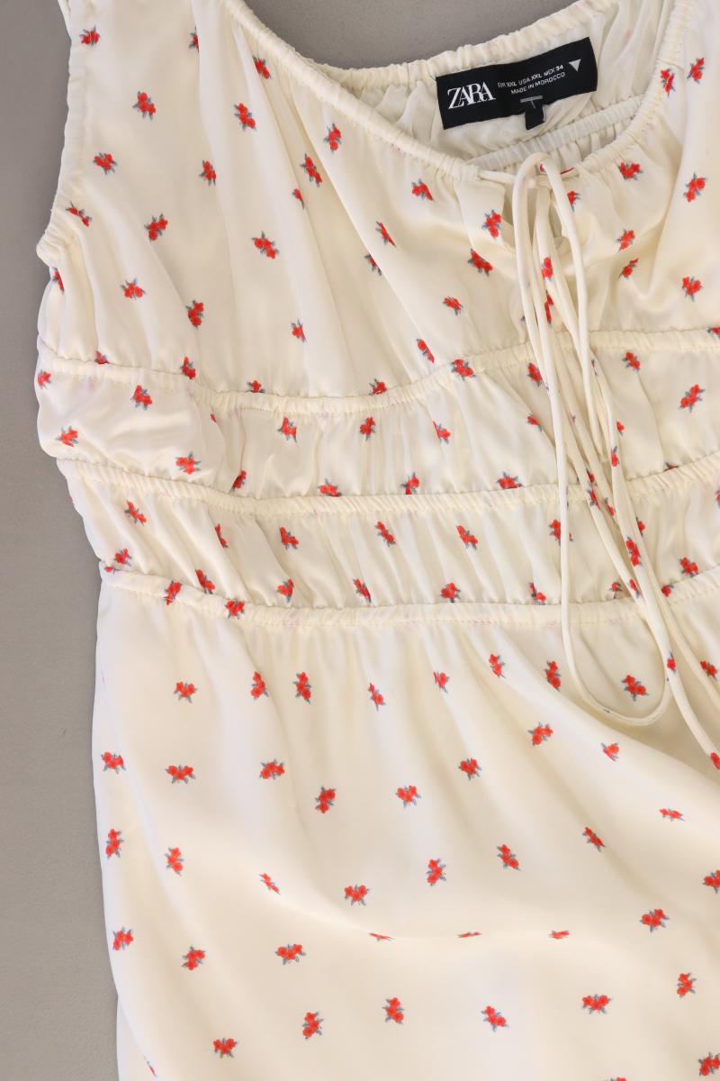 Zara Regular Bluse Gr. XXL mit Blumenmuster Träger creme aus Polyester