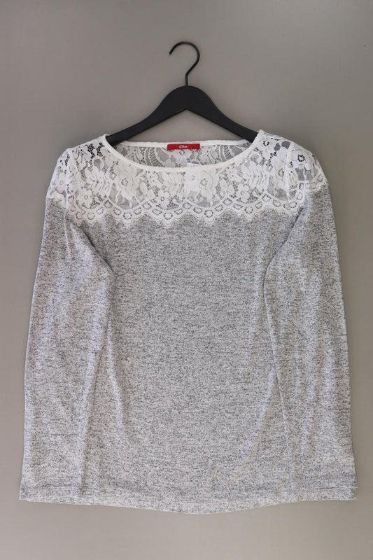 s.Oliver Shirt mit Spitze Gr. 44 Langarm grau aus Viskose