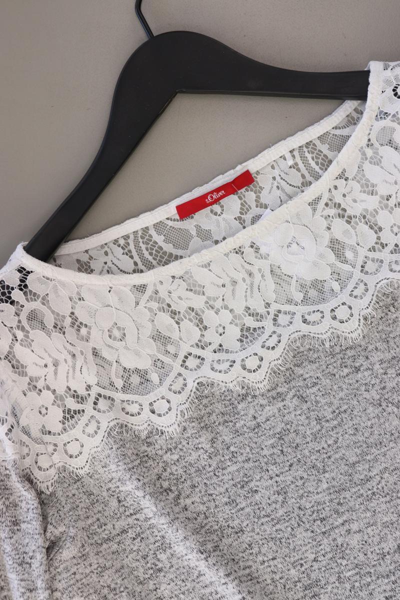 s.Oliver Shirt mit Spitze Gr. 44 Langarm grau aus Viskose