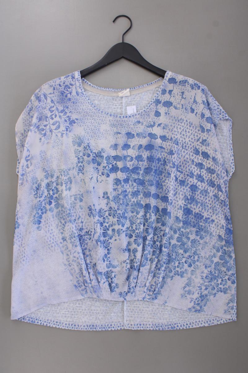 Taifun Kurzarmbluse Gr. 46 mit Blumenmuster blau